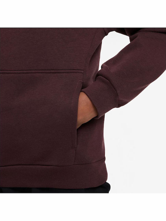 Fleece Kids Sweatshirt with Hood and Pockets Burgundy Sportswear Club