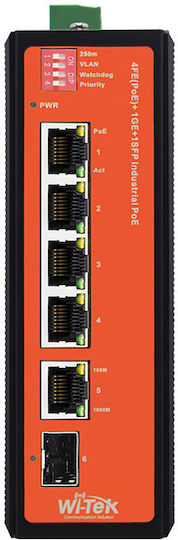 Wi-Tek WI-PS206GF-I v1 Unmanaged L2 PoE Switch με 5 Θύρες Ethernet και 1 SFP Θύρα