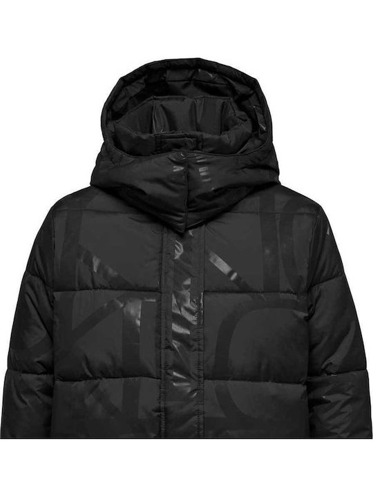 Women's Short Puffer Jacket for Winter Black