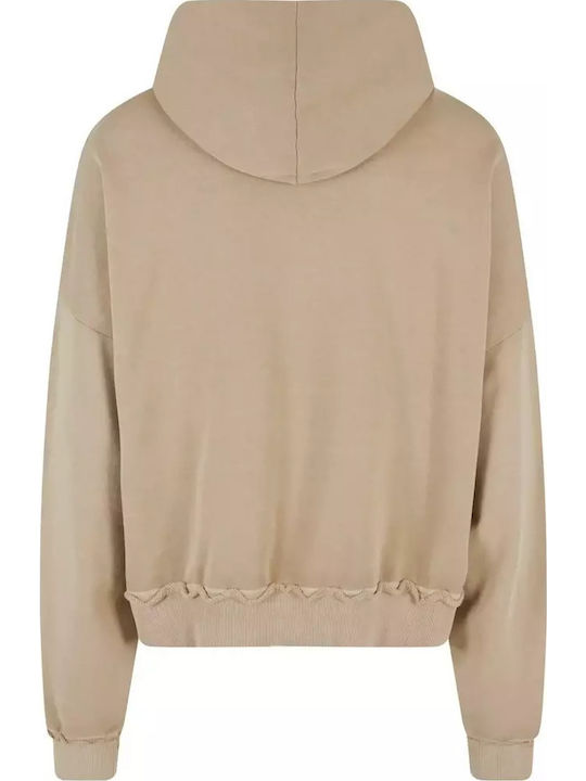 Retro Φούτερ με Κουκούλα Beige