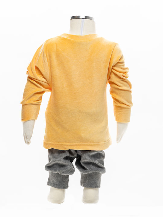 Galaxy Детска пижама Зимна Кадифена Yellow/Grey
