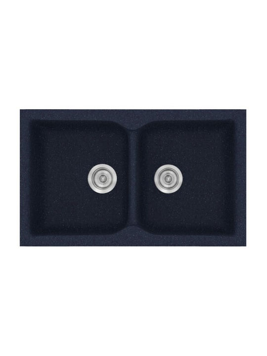 Sanitec Classic Drop-In Spüle aus Verbundgranulat B78xT50cm Granite Blue