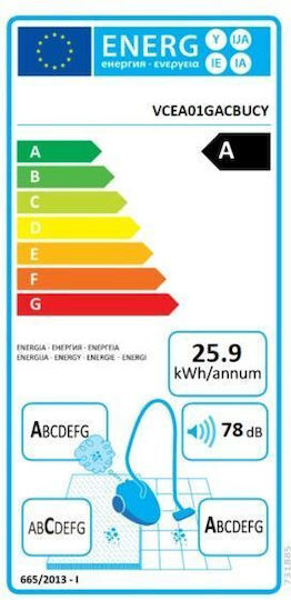 Gorenje VCEA01GACBUCY Ηλεκτρική Σκούπα 800W με Κάδο 2.2lt Μπλε