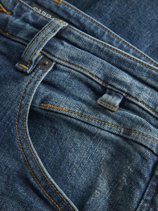 Alex Ανδρικό Παντελόνι Τζιν Ελαστικό με Relaxed Tapered Εφαρμογή Mid Blue Denim