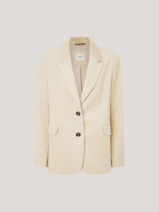 Pepe Jeans Long Women's Corduroy Blazer White