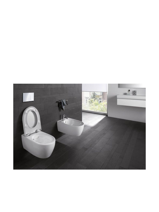 Geberit Wandhängende Toilette mit Spülung mit Deckel Sanftes Schließen Weiße