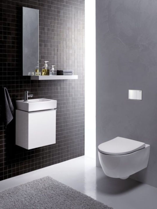 Geberit Wandhängende Toilette mit Spülung mit Deckel Sanftes Schließen Weiße