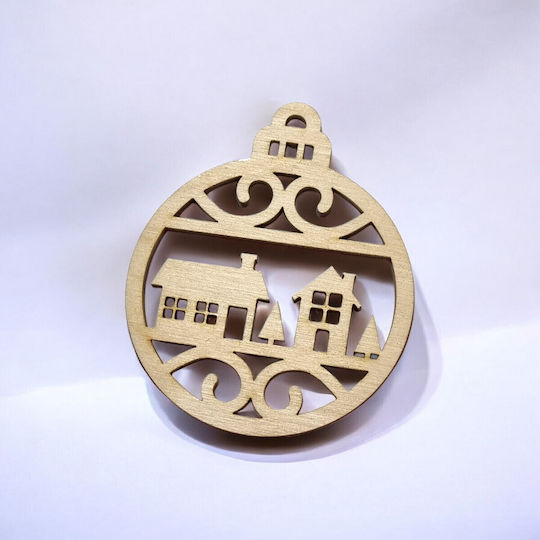 Hanging Ornament Label Wooden Beige 7.3x9cm