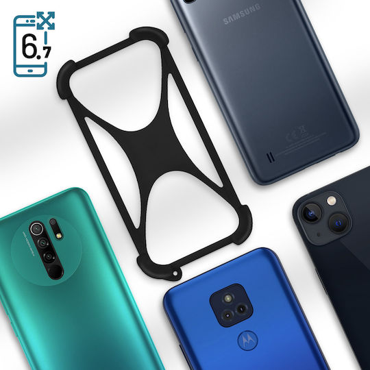 Husă Smartphone Universală din Silicon Extensibilă Neagră până la 6.7 Inch
