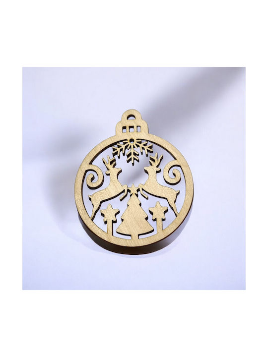 Tag Wooden Beige Christmas Tree Ornament 7.3x9cm