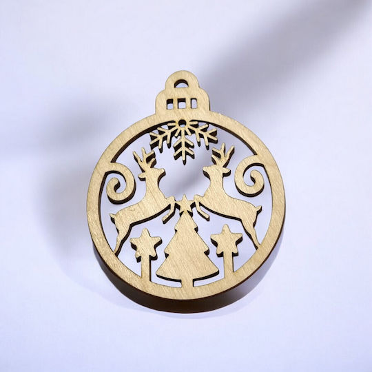 Hanging Ornament Label Wooden Beige 7.3x9cm