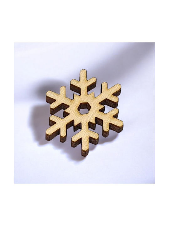 Hanging Snowflake Ornament Wooden Brown