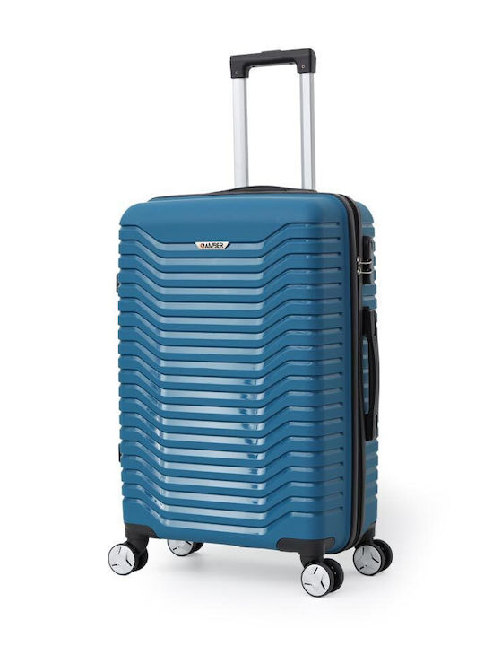 Amber Medium Hard Blue Travel Suitcase with 4 Wheels Height 65cm