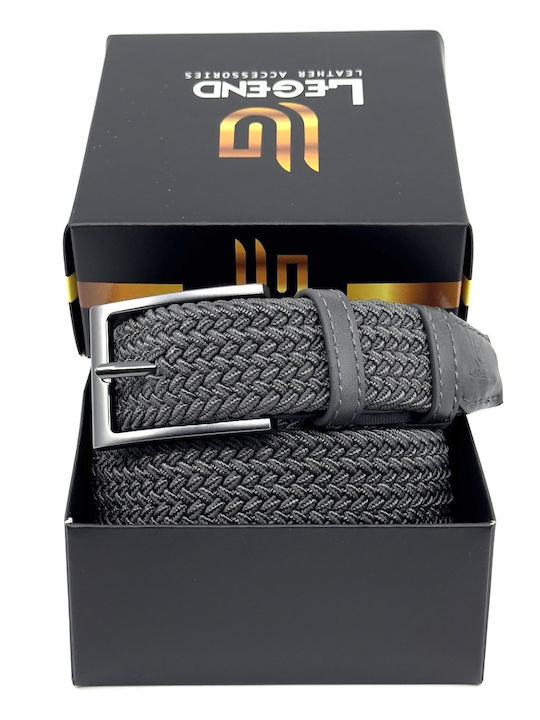Elastic Men's Belt Fabric Knitted Dark Gray