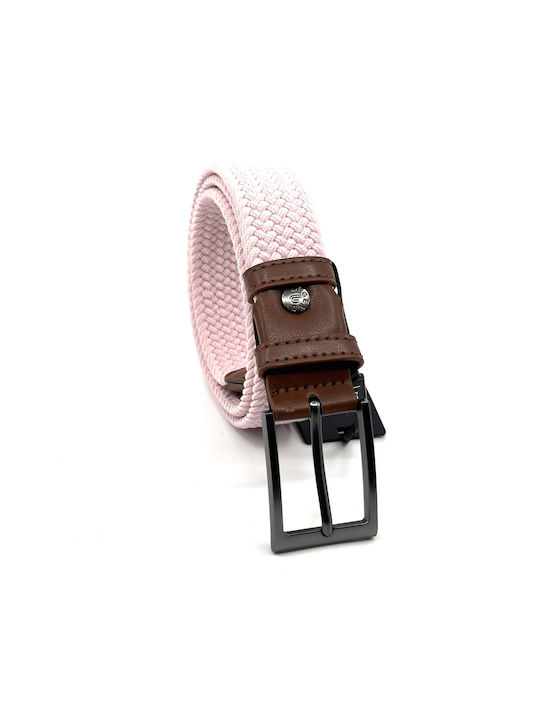 Legend Accessories Men's Knitted Leather Elastic Belt Pink LGD-18 LGD-165/PINK