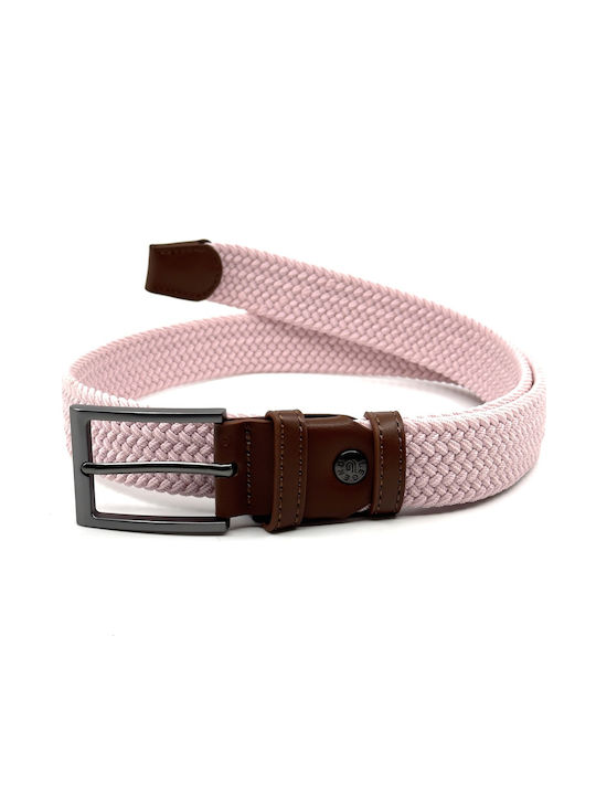 Elastic Men's Fabric Knitted Pink Belt