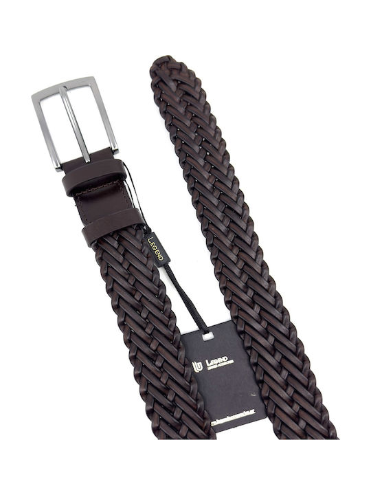Men's Belt Leather Knitted Brown