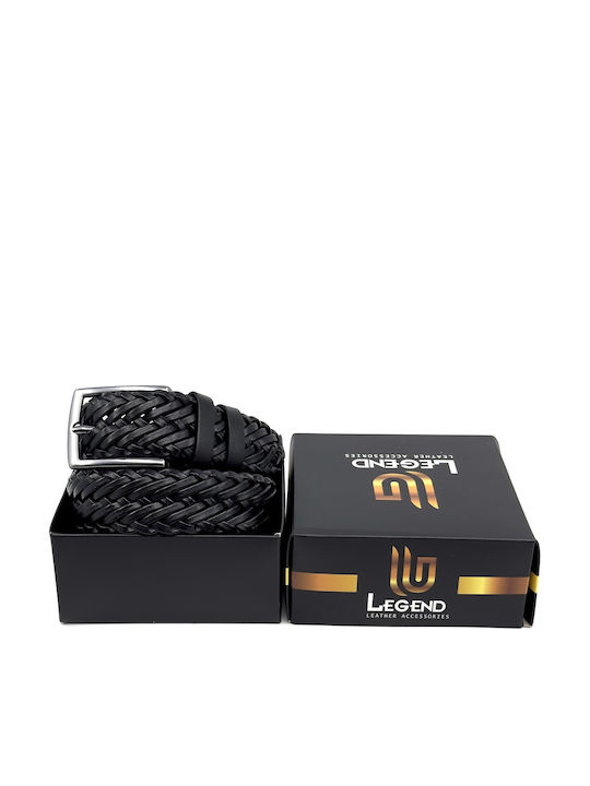 Men's Belt Leather Knitted Black
