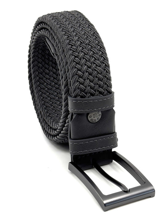Elastic Men's Belt Fabric Knitted Dark Gray