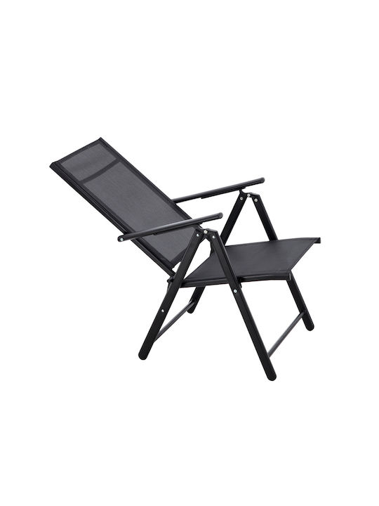 Scaun pliabil de grădină din metal, spătar reglabil, din oțel, 60x58x100cm, negru