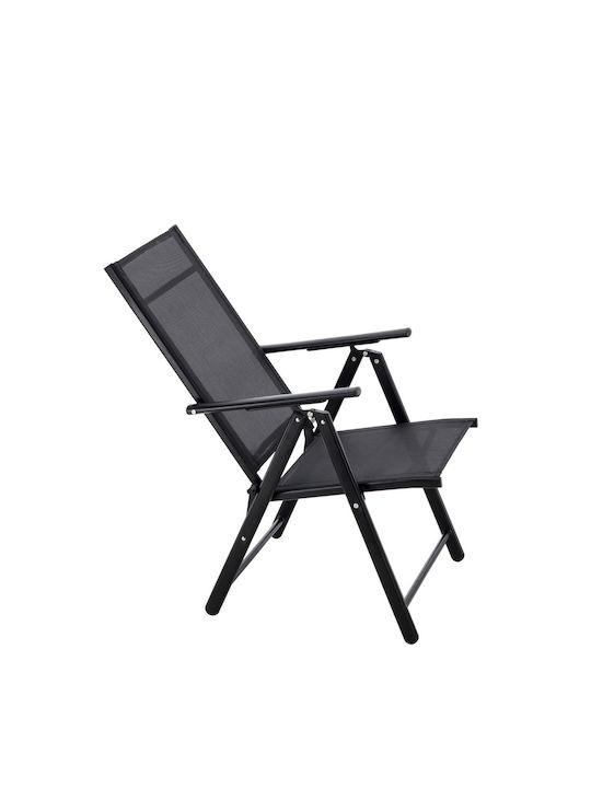Scaun pliabil de grădină din metal, spătar reglabil, din oțel, 60x58x100cm, negru
