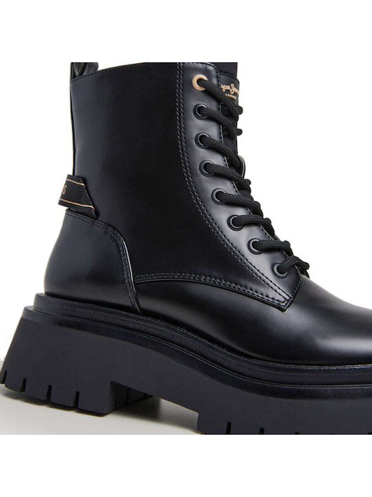 Drop 3 Queen Handler Leather Women's Ankle Boots with Medium Heel Black
