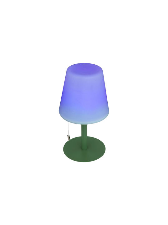 Atmosphera Metal Table Lamp LED with White Shade and Green Base