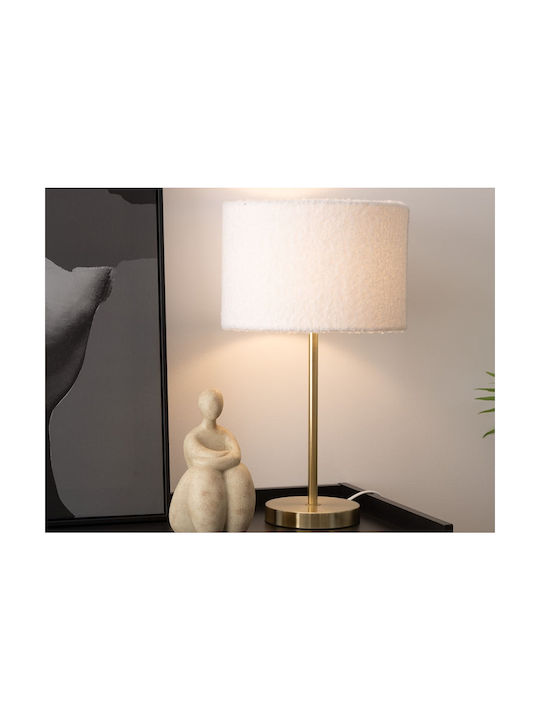 Atmosphera Fabric Table Lamp for Socket E27 with White Shade and Gold Base