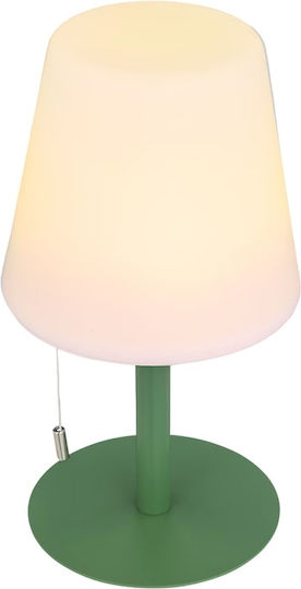 Atmosphera Zack Metallisches Tischlampen LED mit Weißem Hut und Grüner Basis