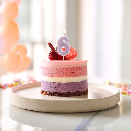 PartyDeco Birthday Candle Number "6" in Purple Color SCU14-6-014