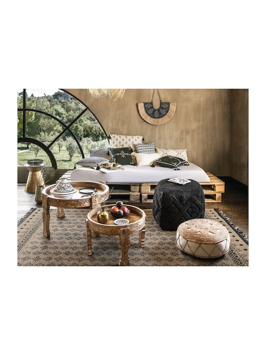 Round Side Coffee Table Gypsy Made of Solid Wood Beige W51xL51xH33.5cm