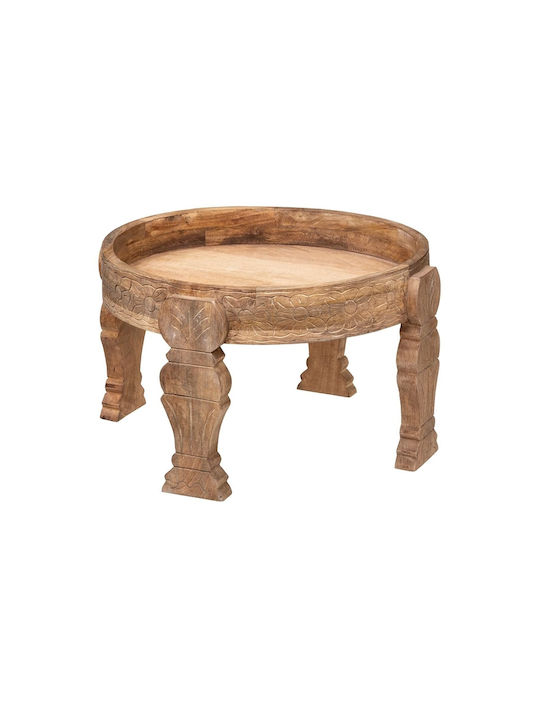 Round Side Coffee Table Gypsy Made of Solid Wood Beige W51xL51xH33.5cm