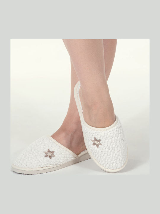 Woolen Winter Women's Slippers Beige