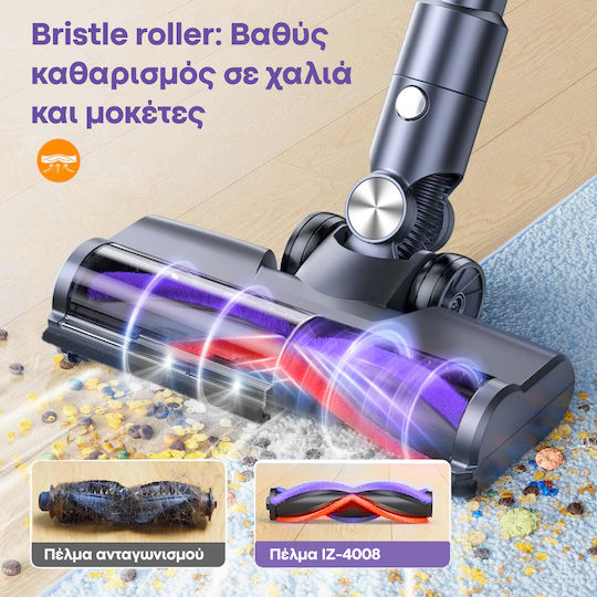 Izzy IZ-4008 Επαναφορτιζόμενη Σκούπα 2 σε 1 Stick & Χειρός 29.6V Μωβ