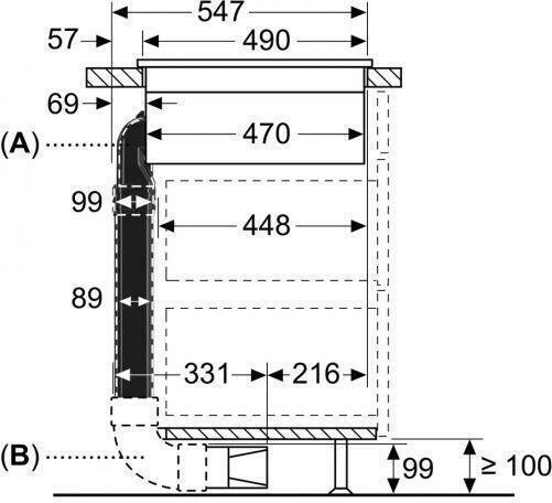 Bosch Exhaust Kit Bosch Hez9vdke1 17007182 Installation In Countertop Exhaust Mode A Depth 60cm More