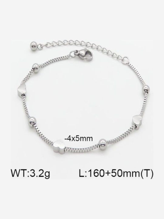 Bizou-Shop Damen Armband Kette mit Design Herz aus Stahl mit Perlen
