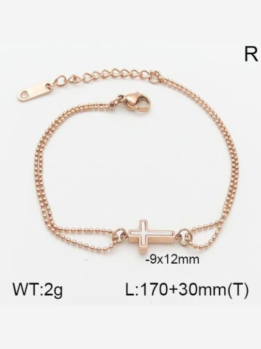 Bizou-Shop Γυναικείο Βραχιόλι Αλυσίδα με σχέδιο Σταυρό από Ατσάλι Επιχρυσωμένο