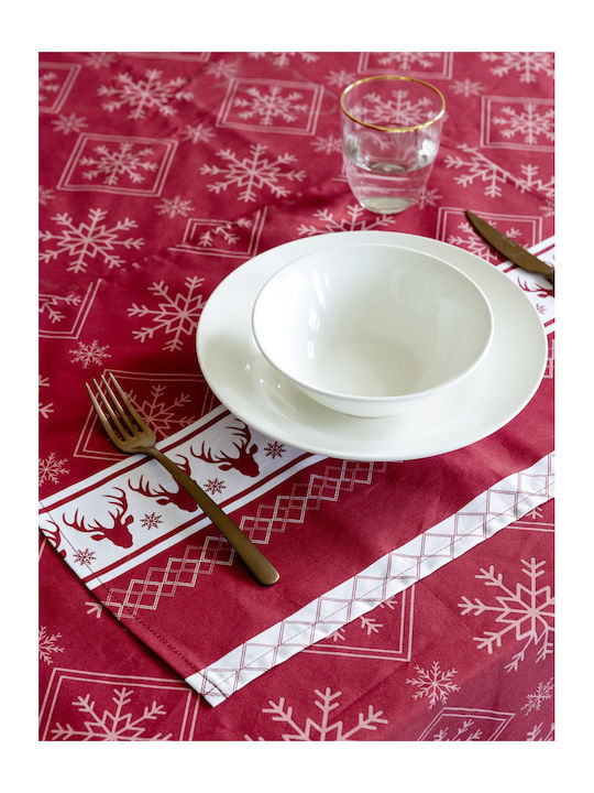 Nima Christmas Tablecloth Fabric Red L150xW250cm.