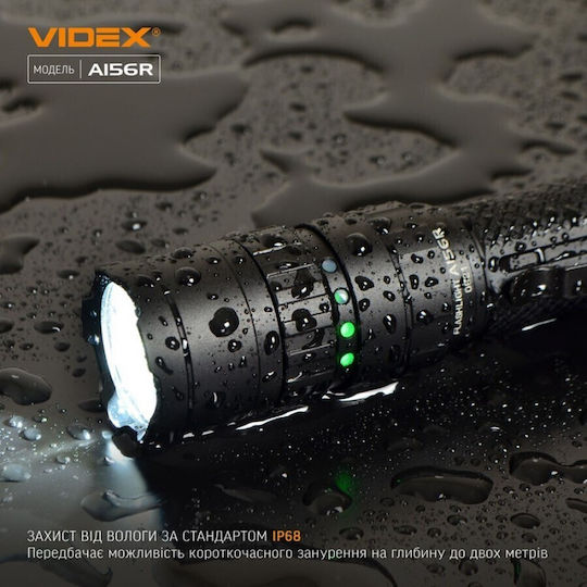 Videx Rechargeable Flashlight LED IP68 with Maximum Brightness 1700lm