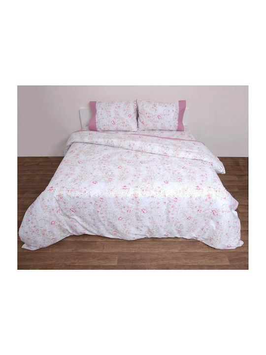 Anna Riska Duvet Cover Set Cotton Queen with 2 Pillowcases 220x240 Border 3002 Pink