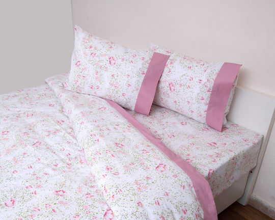 Anna Riska Bettbezug-Set Baumwolle Übergröße mit 2 Kissenbezügen 220x240 Border 3002 Rosa