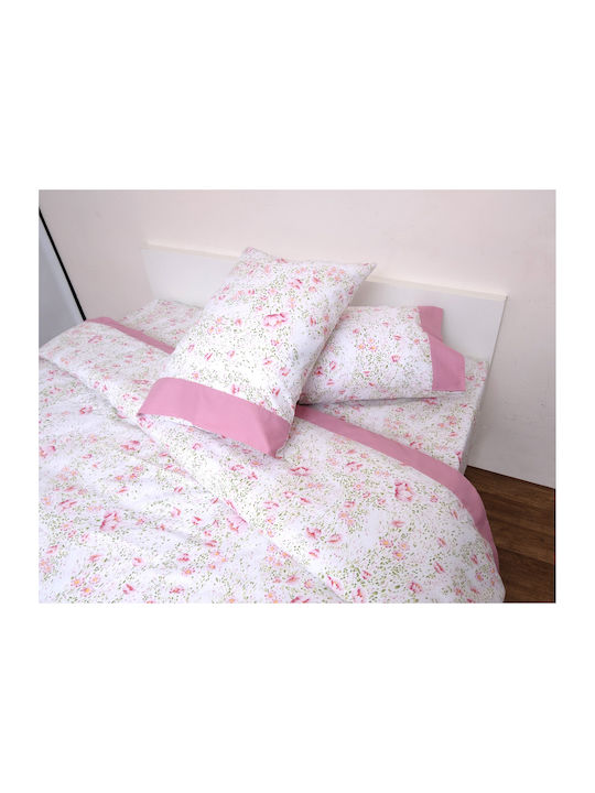 Anna Riska Duvet Cover Set Cotton Queen with 2 Pillowcases 220x240 Border 3002 Pink