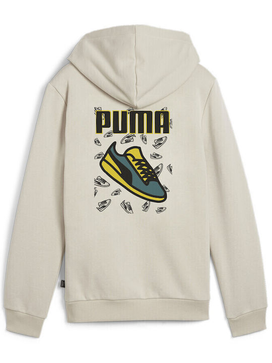 Puma Kids Sweatshirt with Hood and Pockets Ecru Ess+ Lab