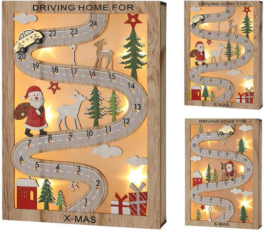 Illuminated Christmas Wooden Figure Height 28cm Decorative (Μiscellaneous Designs/Colors)