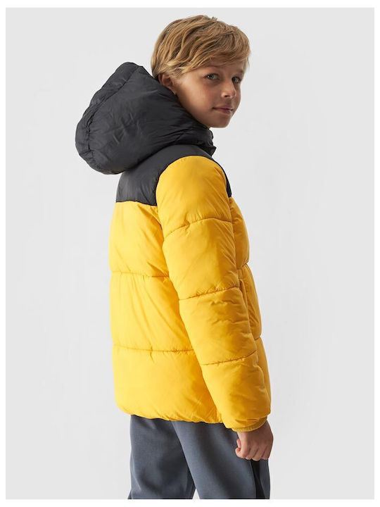 Waterproof Kids' Sports Jacket with Hood Yellow