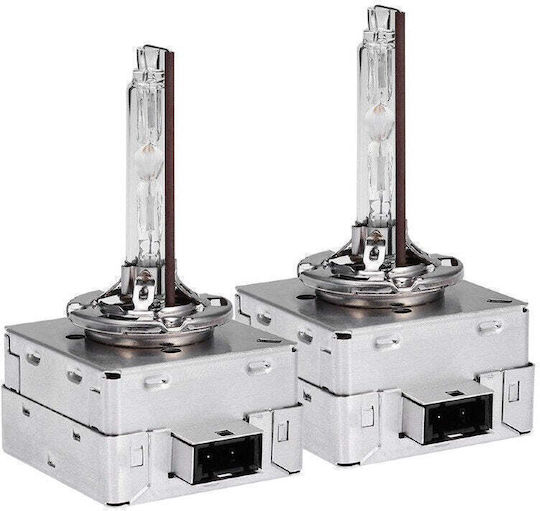 Set de 2 becuri xenon D3s 35w lumină albă rece 6000k 3200lm flanșă metalică
