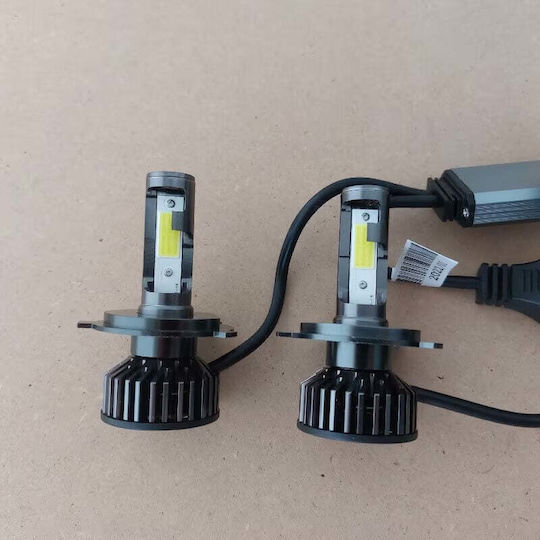 Set de 2 becuri LED H4 Cob H4 100W 12000 Lumen Lumină Alb Rece