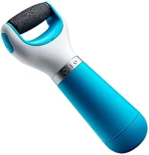 Curățător electric profesional pentru călcâie cu 2 capete abrazive, baterii, USB, ușor de utilizat, alb/albastru