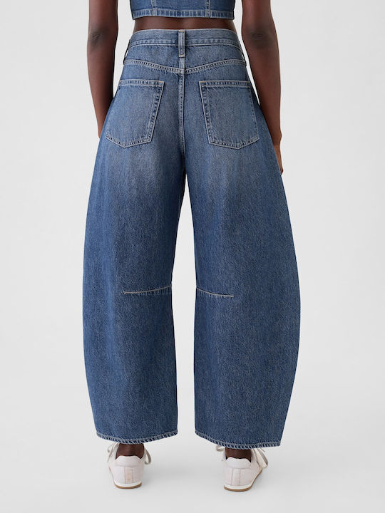 Hoch tailliert Damenjeans Dark Blue Indigo