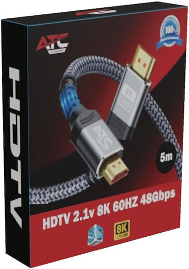 ATC HDMI 2.1 Ultra High Speed 48Gbps 4K 120Hz HDR VRR Cable HDMI Male - HDMI Male 5m Blue